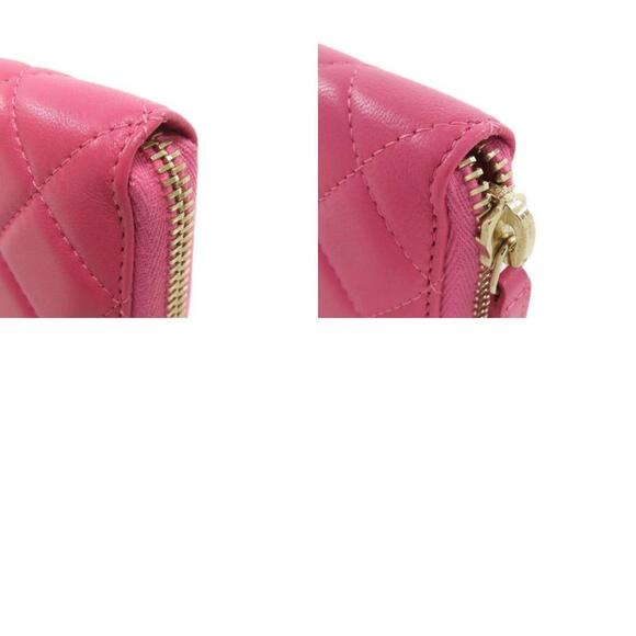 CHANEL Pink Lambskin Leather Logo Wallet - Picture 10 of 11